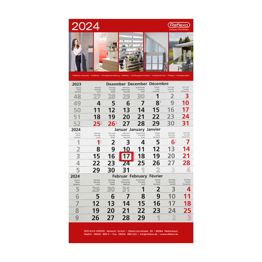 3 Monats-Wandkalender 